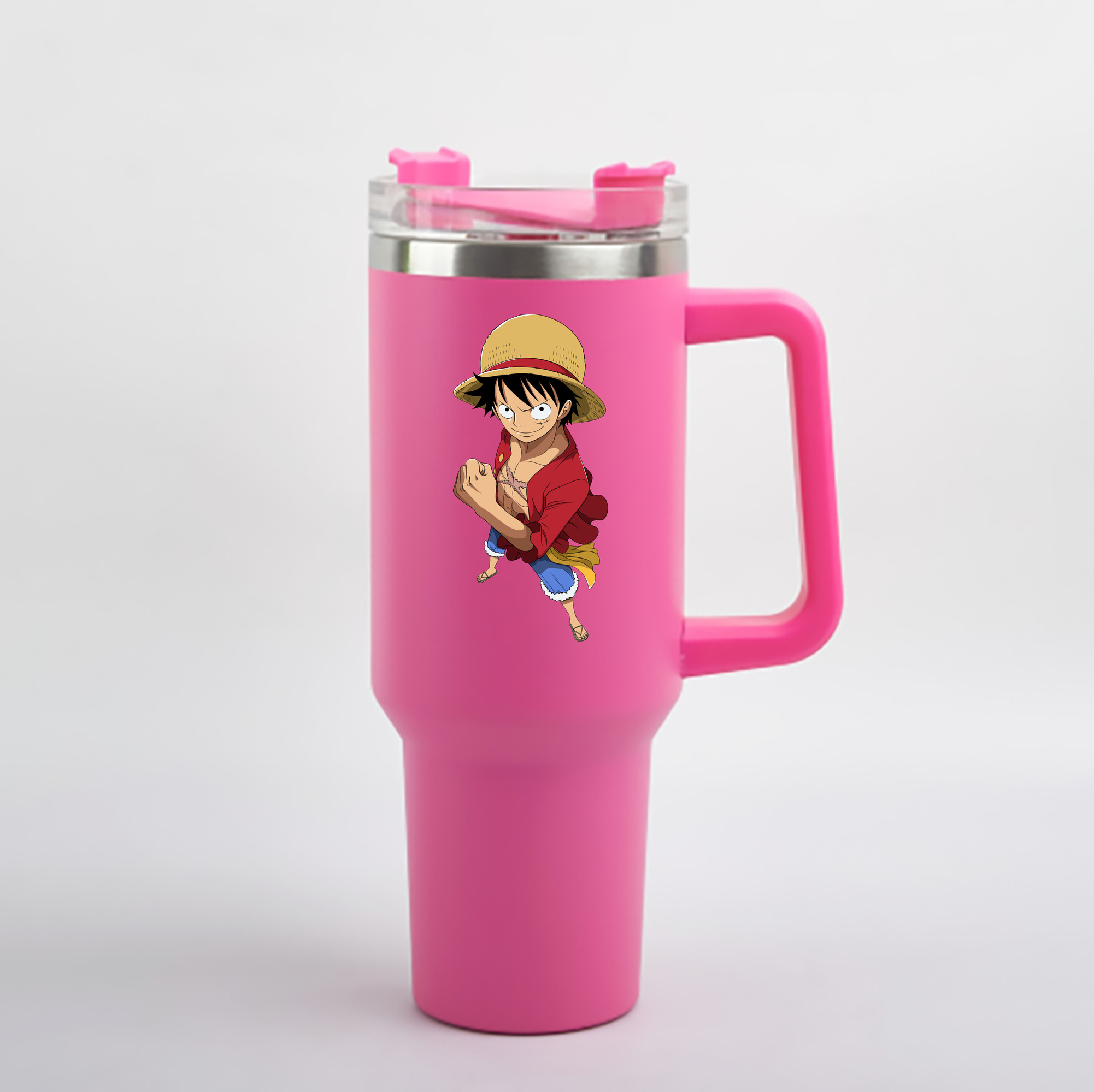 ワンピース モンキー・D・ルフィ ONE PIECE Monkey D. Luffy 1200mL車用タンブラー - クリスタルステッカー（プラスチックストロー付き）